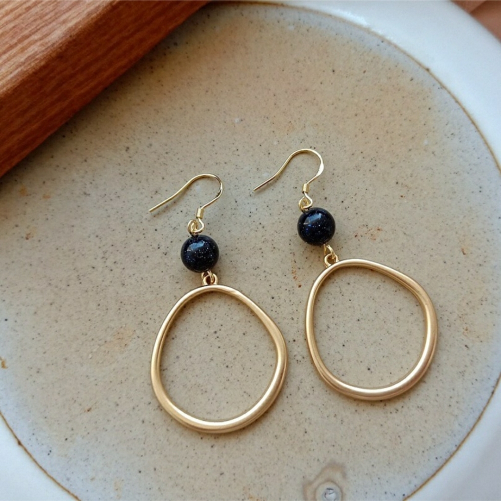 🎉HP🎉 Blue Sandstone Earrings 14k